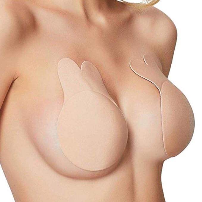 Reusable Silicone Nipple Covers & Push-Up Bra Tape | Invisible, Strapless, Backless Breast Lift Solution for Women. (1-Pair)-image-4