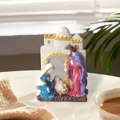 Enfeites de mesa de Jesus,Estátua de Jesus em resina em miniatura da Sagrada Família - Detalhes de d