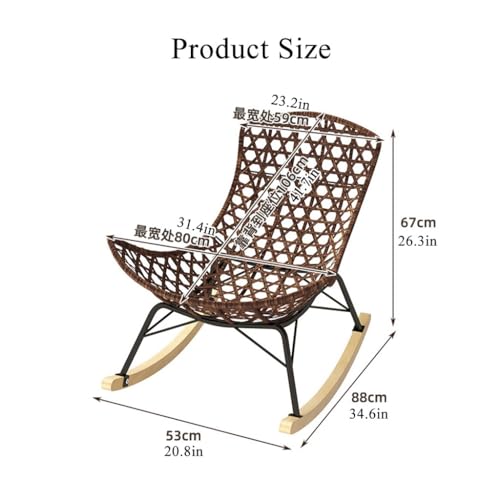 Mid Century Fabric Rocking Chair Padded Seat - Rattan Chair for Bedroom Office Nursery - Comfy Glider Recliner Chair for Relaxing and Lunch Breaks