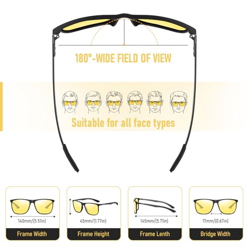 Image of HAOLOTA Polarized Sunglasses for Men Ultralight Carbon Fiber Temple,Square Sunglasses UV400 Protection for Driving /Golf