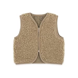 emma & noah Merino Teddy Weste für Kinder, weiche Wollweste aus 100% Merino Wolle, atmungsaktiv & wärmend, mitwachsend (DE/NL/SE/PL, Numerisch, 50, 56, Essential Taupe)
