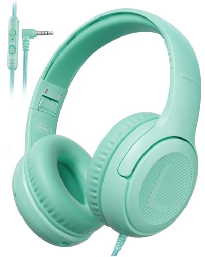awatrue Kopfhörer Kinder, Kabel Kinderkopfhörer mit Mikrofon, Over Ear kopfhörer Kinder 85/94dB Lautstärkenbegrenzer, Stereo Sound, Faltbare, Einstellbar, Audio-Sharing