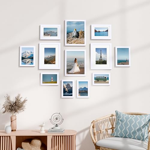 Image of Vittanly 12 Pack Picture Frames Collage Wall Decor for Mounting or Tabletop Display, Gallery Wall Frame Set for Family, Multi Sizes Including 4pcs 8x10, 4pcs 5x7, 4pcs 4x6, White