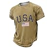 Casual T-shirt with patriotic graphic print, comfortable crew neck shirt for everyday wear, khaki, XXL #1