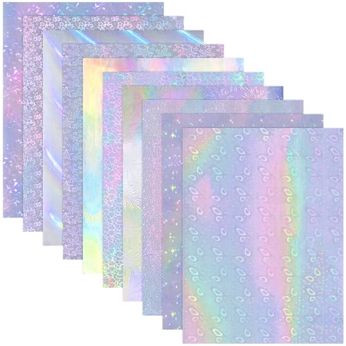 SEPGLITTER 30 hojas holográficas A4 pegatinas holográficas papel transparente vinilo holográfico pegatinas holográficas para manualidades paneles de vidrio