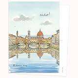 cartoline firenze Cartolina: ciao! Illustrazione con ponte - cartoline per brevi saluti.