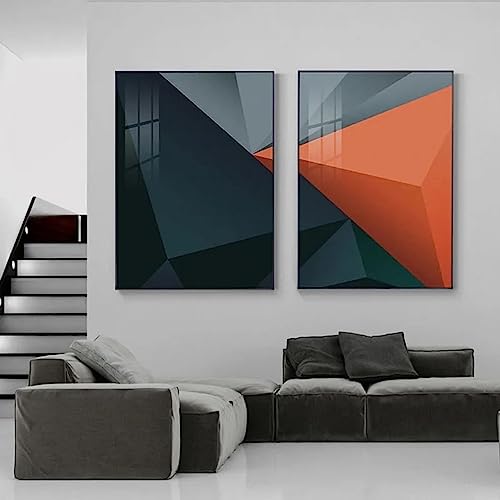 Tableau moderne pyramide orange motif triangle abstrait déco maison - 2