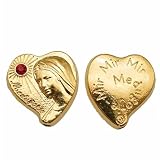 Abalorios con forma de corazón de la Virgen María, 10 unidades, aleación chapada en oro y plata, 1,3 x 1,2 cm, fabricado en Italia, 1.3x1.2cm, Acero aleado, Sin piedra preciosa