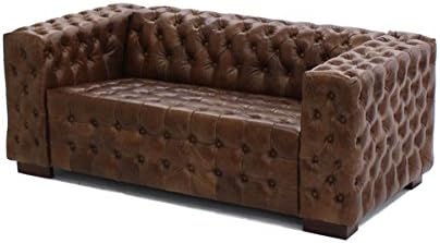 Amazon 総本革 トップグレインレザー レザーソファ レザー ビンテージレザー ヴィンテージレザー アンティーク調 2p 2 5p 2人掛け 2 5人掛け ラブソファ 英国風 チェスターフィールド チェスターフィールドソファ ブラウン Sofa59 ソファ カウチ オンライン通販