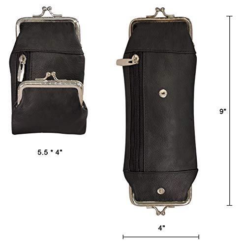 Cigarette Case Holder W Lighter Women Leather Cigarettes 100S Pack Purse Pouch Coin Ciggerate Wallet Framed Cases (942.5" (5.542.5)", L Brown Kiss Lock Stash & Coin Purse) #TOP3