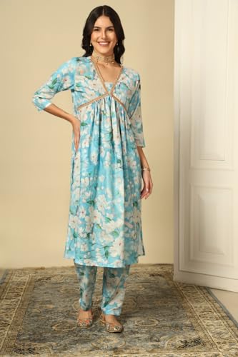 Image of Leriya Fashion Black Kurta Set for Woman | Kurti Set for Woman | Anarkali Suit for Women Kurtis | Short Kurti for Women | Ethnic Jaipuri Straight Kurta Set with Palazzo Pants | Salwar Suit for Party Outfits