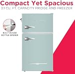 Frigidaire EFR840-MINT EFR840 Retro Mini Fridge with Freezer & Side Bottle Opener-Small 2 Door Refrigerator for Office Bar or College Dorm Room-3.2 Cu Ft, Mint