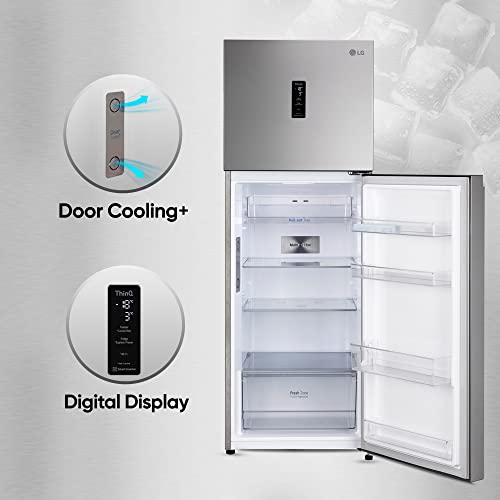 Image of LG 322 L 3 Star Frost-Free Smart Inverter Wi-Fi Double Door Refrigerator Appliance (GL-T342TPZX, Shiny Steel, Convertible & Door Cooling+)
