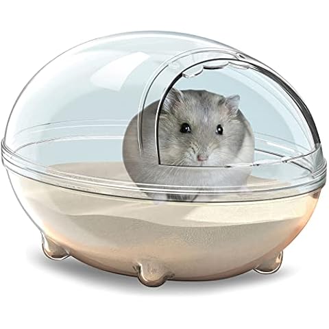 lazYYzal Hamster Bathroom,Hamster Bathtub Box,dust Bath for Hamster,Hamster Sand Bath Container,Hamster Bath,Hamster Bathing Bowl,Transparent Beds,Hamster Bathtub Toilet for Hamster Accessories (L) Cover