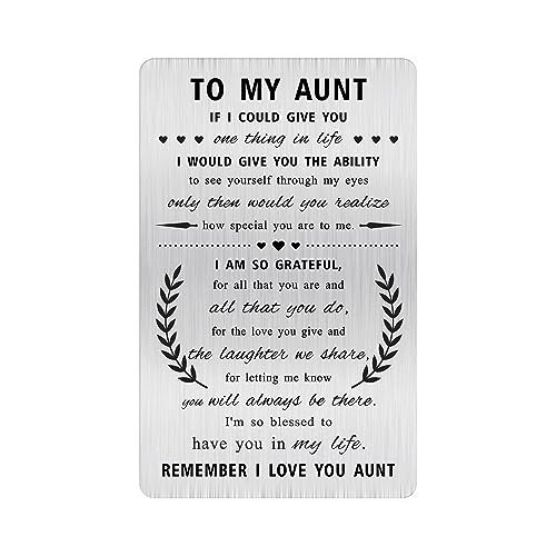 Alotozo Grateful Aunt Mothers Day Gifts - Engraved I Love You Wallet Card for Aunt - Happy Mothers Day to Auntie