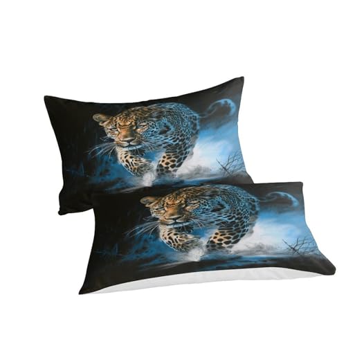 Parure de lit léopard 3D housse de couette king microfibre confortable - 3