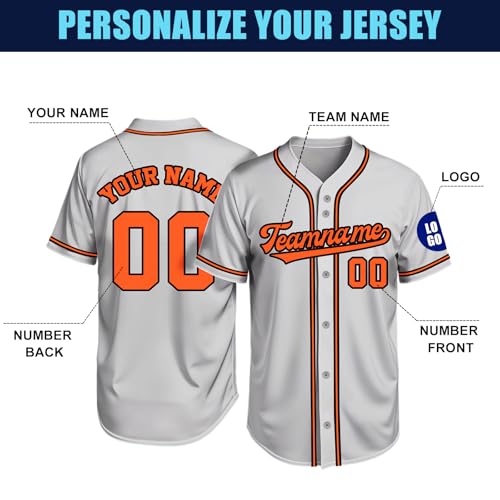 Image of Custom Baseball Jersey Personalized Stitched or Printed Name Number Baseball Shirt Sports Uniform Gifts for Men Women Youth