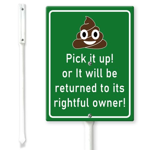 Horienteeon Pick it Up Or It Will Be Returned To It's Rightful Owner Yard Sign with Stakes 11.5×15cm, Sturdy Aluminum Yard Signs Rust Free, Funny Outdoor Pet Waste Signs, Clean Up After Your Dogs
