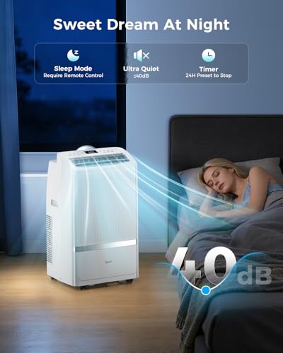 Portable Air Conditioners, 16000 BTU AC Cools up to 800 Sq Ft, Quiet 40 dB Free Stand Portable AC with Drainage-Free Cooling/Fan/Dehumidifier, Sleep Mode, APP&Remote Control, Installation Kit - Image 3