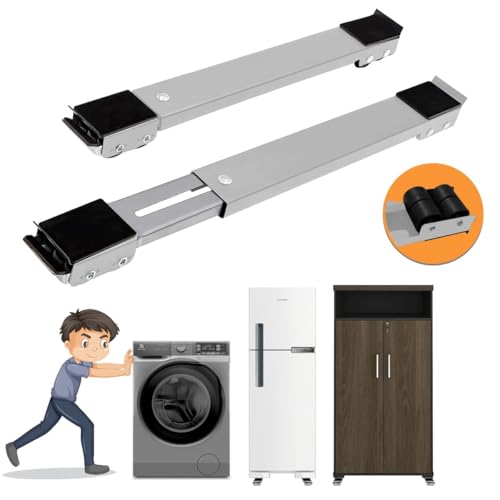 Suporte com Rodinhas Ajustáveis ​​para Eletrodomésticos – Base Reforçada para Máquina de Lavar, Gela