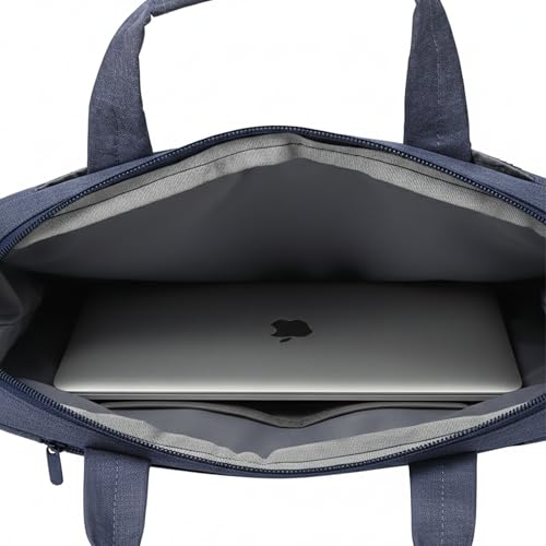 Image of Bonkaso 14.1 Inch Laptop Sleeve Cum Messenger Bag for MacBook & Laptops | Premium Polyester Melange | Water-Resistant Padded Case with Handle & Sling Strap | Lightweight Office Travel Bag - Dark Blue