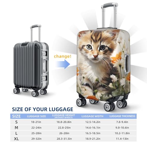 Cute Cat Daisy Travel Luggage Cover for Suitcase Anti-Scratch Fashion Suitcase Protector Washable Elastic Baggage Covers Fits 22-24 Inch Luggage for Travel Beach Holiday3