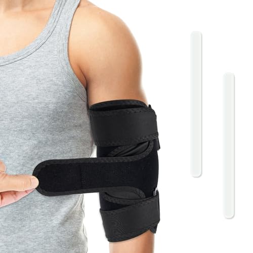 Aurvivia Elbow Brace with 2 Removable Splints Adjustable Elbow Support Elbow Splint for Men and Women Ulnar Nerve Entrapment Splint for Fractures Tennis Elbow Tendonitis Night Sleeping