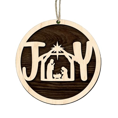 CAZSTYK Adorno de madera 3D para árbol de Navidad, adorno colgante con cuerda, regalo religioso, adorno de Navidad