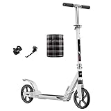 ✅ Manillar en T ajustable: manillar ajustable con agarraderas de goma antideslizantes y altura ajustable en 4 niveles, rango de 83-110 cm / 32,7-43,3 pulgadas. Traje para adultos, adolescentes y niños de 8 años en adelante.