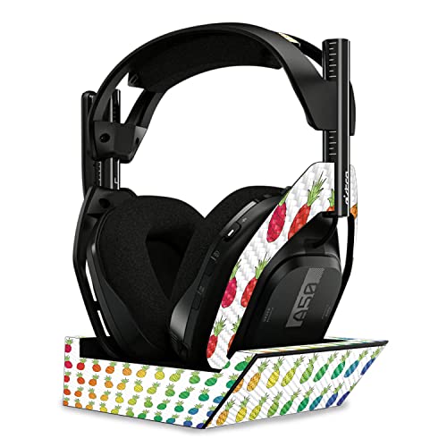 Image of MightySkins Carbon Fiber Skin Compatible with Astro A50 Wireless Headphones + Base Station (Gen 4) - Rainbow Pineapples | Protective, Durable Textured Carbon Fiber Finish | Easy to Apply