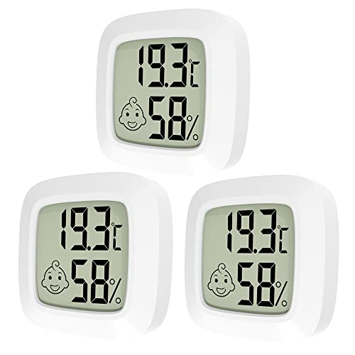 Thermometre Interieur Maison Lot de 4 Thermometre Hygrometre Numérique Rappel de Confort Mini Termometro Ambientale d'intérieur LCD, Thermomètre Digital pour Chambre à Coucher Cave à Vin