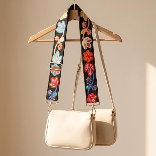 Image of Crochet Flower Purse Strap,Knit Wide Replacement Crossbody for Shoulder Strap Bag Adjustable 2inch Guitar Strap