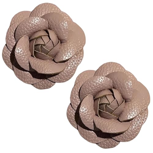 CALFOVERA 2 Pieza de Adornos Florales de Cuero Sintético para Zapatos, con Forma de Rosa, para Sandalias, Elegantes, Pinzas para el Pelo, Broches de Camelia para Novias, Sombreros, Vestidos Y Ropa.