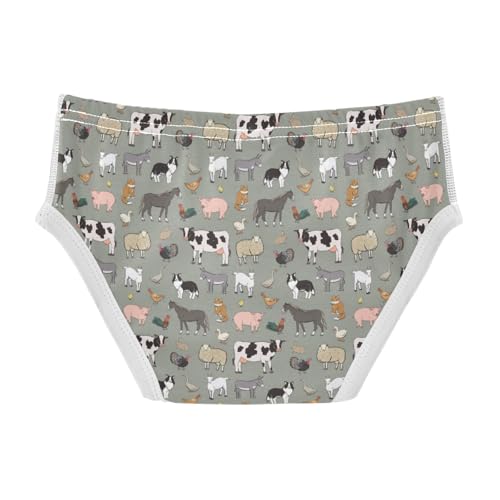 Boys' Exclusive Briefs Toddler Underwear 95% Combed Cotton Boxerbriefs 2T Farm Animal Pattern 952
