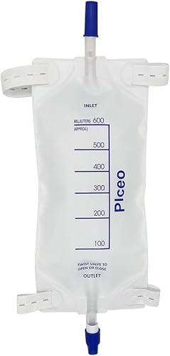 Miniatura 9 de Bolsa de drenaje urinario de fácil toque, 33.8 fl oz, válvula antirreflujo, correas de tela, drenaje fácil de girar (paquete de 3) Col1,500ML,600