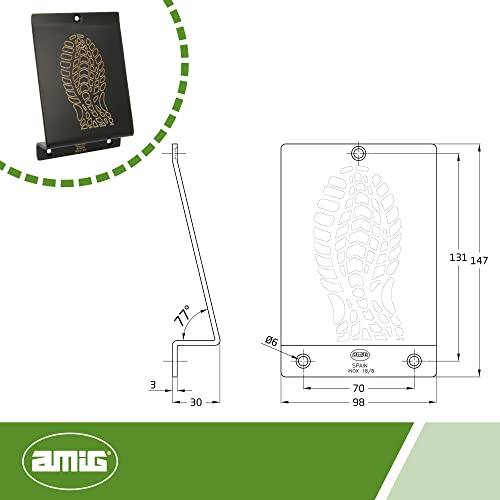 Miniatura 5 de Amig - Pedal De Pie Para Empuje De Puertas Pesadas Mod.1 - Abridor De Acero Inoxidable Con Huella Para Abrir Fácilmente Sin Manos - Ideal Para Casas, Portales O Tiendas - 147 X 98 X 3 Mm - Negro