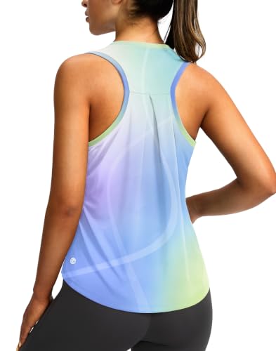 G Gradual Women's Workout Tops Racerback Athletic Tank Tops Sleeveless Loose Fit Yoga Running Gym Shirts for Women (Colourful Shadow,2XL)