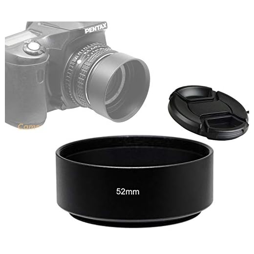 Fotasy Metal 52mm Lens Hood for Nikkor AF 35mm f/2 35mm f/1.4 Nikkor 50mm f/1.8 50mm f/1.4 Lens, 52 mm Lens Hood, Compatible with Nikon Fuji Leica Leitz OM Lens, Screw-in, with 58mm Lens Cap