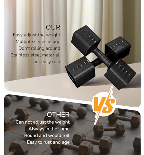 Image of 5-in-1 Adjustable Dumbbell Set for Women Men 10 lb Each | Dumbbells Set of 2, Free Weight Set at Home Gym, Locking /TPU Soft Handle Strength Training Weight Loss