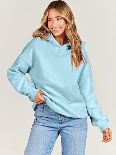 Anrabess Womens Fleece Pullover Sweatshirts Oversized Hoodies With Pocket Casual Comfy Hoodie Fall Fashion Loose Sweatshirt For Teen Girls A1023Danlan-M Blue #TOP7