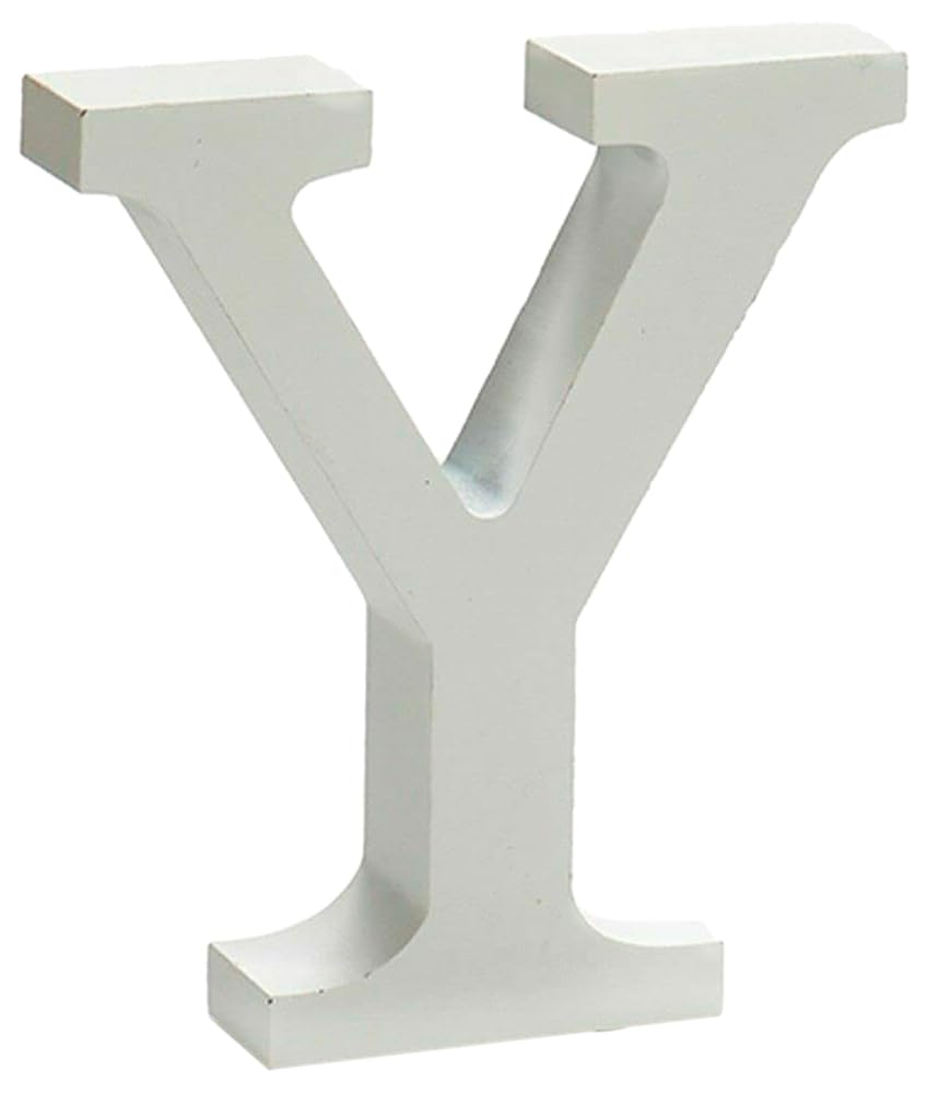 Letra Y madera blanca de 16 cm para manualidades y cartelería interior caja de 24