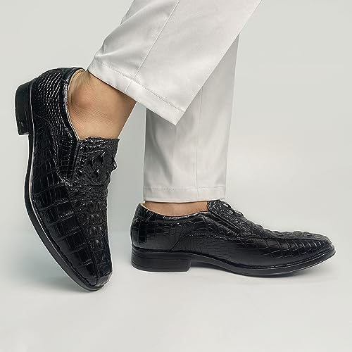 Men Genuine Alligator Slip On Loafer Shoes Black Comfortable Crocodile Hornback Exotic Skin Driving Dress Casual Boat Shoe Business Weeding Sh51F44 #TOP6