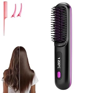 Go Brush Pro – Tragbare, kabellose Mini-Haarglätterbürste für Frauen mit LCD-Temperaturanzeige, 2000 mAh, schneller Aufheizung und kabellosem Keramik-Glätteisen (BK)