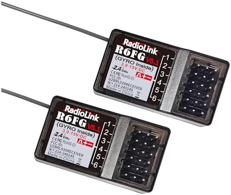 Eighteenup Radiolink R6FG 6 Channels 2.4GHz Surface Receiver Works with Radiolink Remote Controller RC4GS V2/RC4GS/RC6GS V2/RC6GS for RC Car&Boat(2 Pcs)