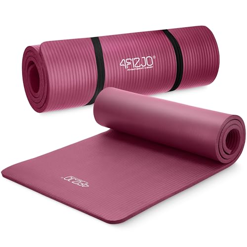 4FIZJO Fitnessmatte mit Tragegurt, Abm. 180x60 cm, Dicke 1 cm, NBR-Schaumstoff,...