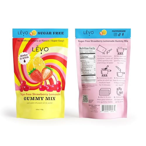 LĒVO Gummy Mix - Strawberry Lemonade (Sugar Free) - Make Your Own Infused Gummies - Each Bag Makes 64 Gummies - 1 Pack