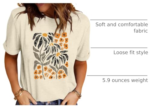 Image of Anbech Womens Dandelion Graphic T-Shirts Teen Girls Cute Sunflower Print Casual Tee Tops
