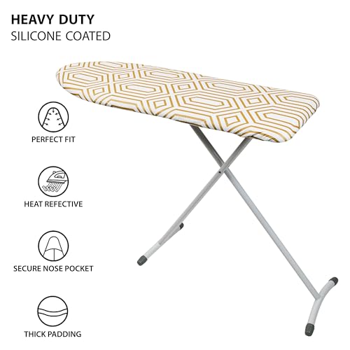 Simplify Ironing Board Cover | Scorch Resistant | Cotton | Thick Padding | Stretch Elastic Fit | Hook and Loop Fasteners | Cover ONLY | Gold - Thumbnail 2