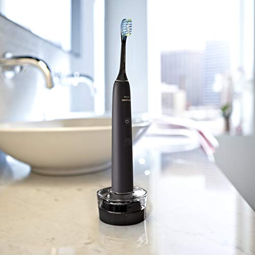 Philips Sonicare DiamondClean 9000 elektrische Zahnbürste, Schallzahnbürste mit App, Andruckkontrolle, 4 Putzmodi, 3 Intensitätsstufen, Ladeglas, Schwarz und Roségold, Zweierpack, Modell HX9914/57 – Bild 5