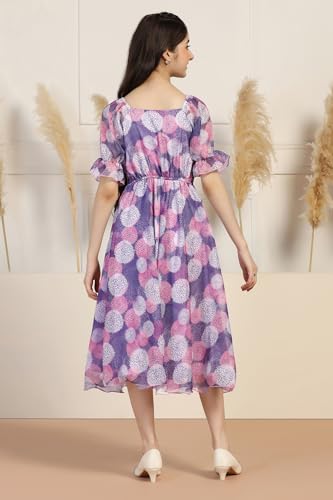 Image of Fashion Dream Girl's Organza Floral Printed Calf Length Dress|Western Dress|Kids Dress|Fancy Dress